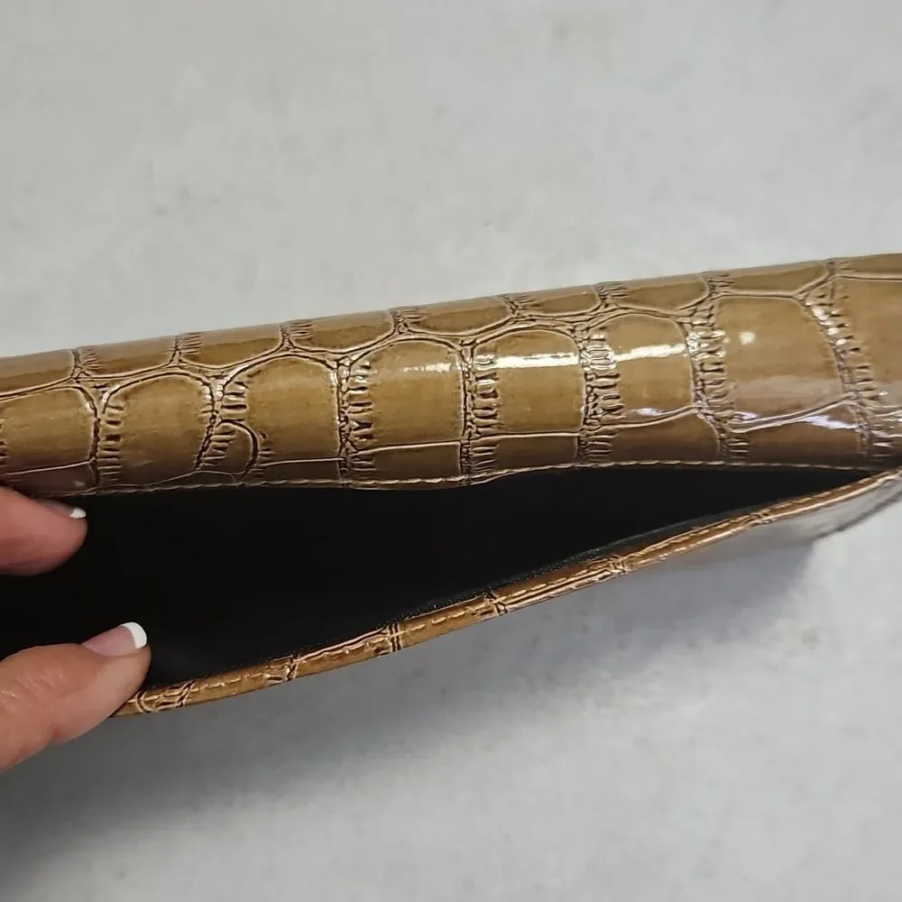 The Metropolitan Tan Crocodile-Embossed Women's Clutch